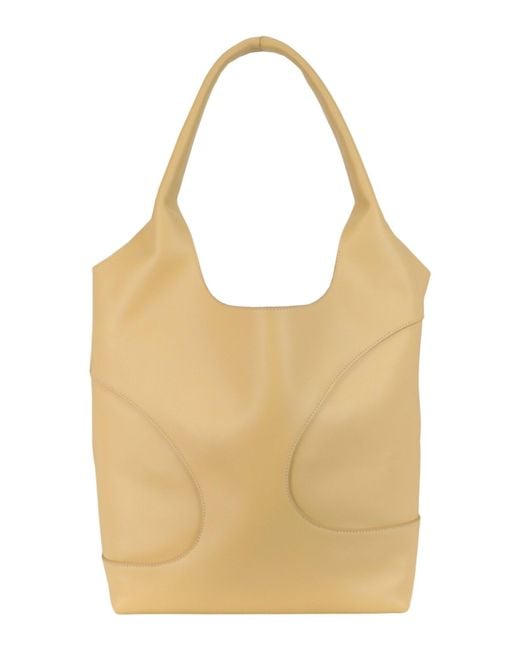 Ferragamo Natural Debossed Cut-Out Hobo Bag