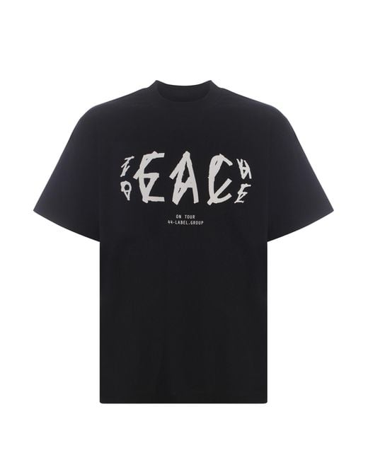 44 Label Group Black T-Shirt 44Label Group Peace Made Of Cotton for men