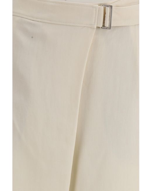 Brunello Cucinelli Natural Crossed Pants Viscose; Linen