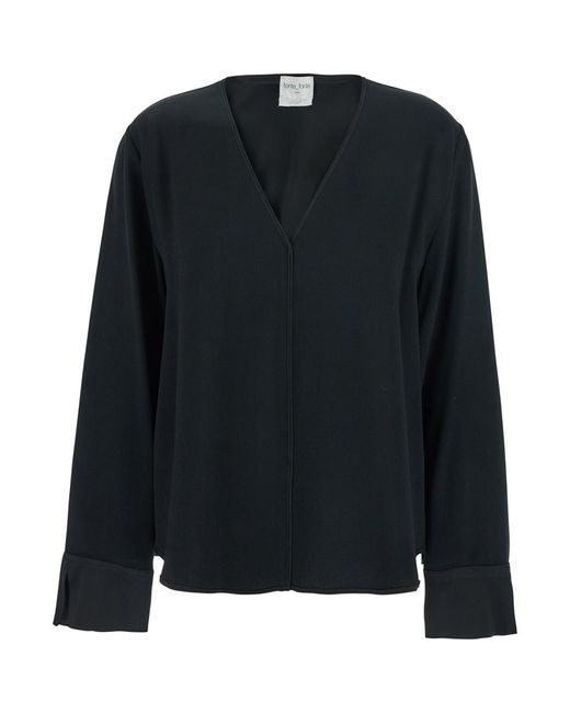 Forte_forte Black V-Neck Sweater Acetate Blend Tops