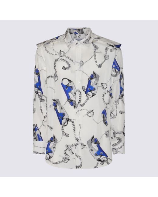 Burberry Blue White Silk Shirt