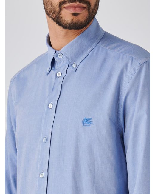Etro Blue Shirt Roma Logo Shirt for men