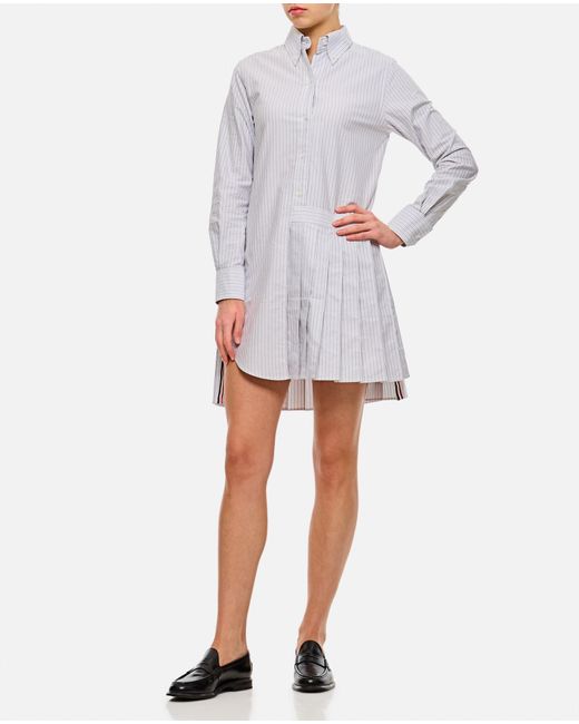 Thom Browne White Oxford Stripe Oversized Shirtdress