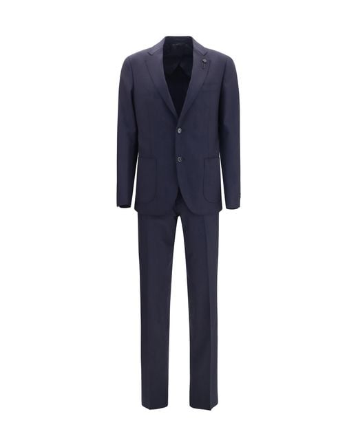 Lardini Blue Wool-Blend Tailored Suit Suits for men