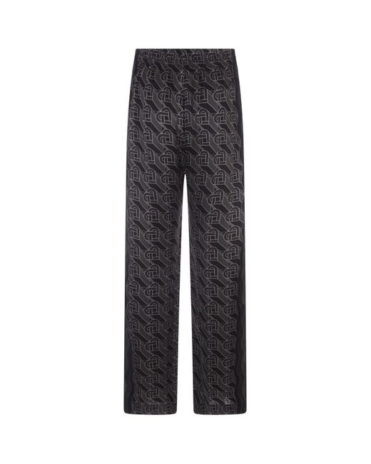 Casablancabrand Gray Heart Monogram Pyjama Silk Trousers for men