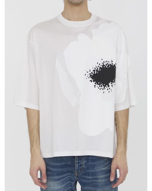 Valentino Garavani White Flower Portrait T-shirt for men