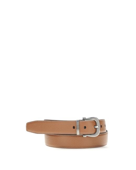 Ferragamo White Reversible And Adjustable Gancini Belt Calf Leather Bos Taurus E Braces for men