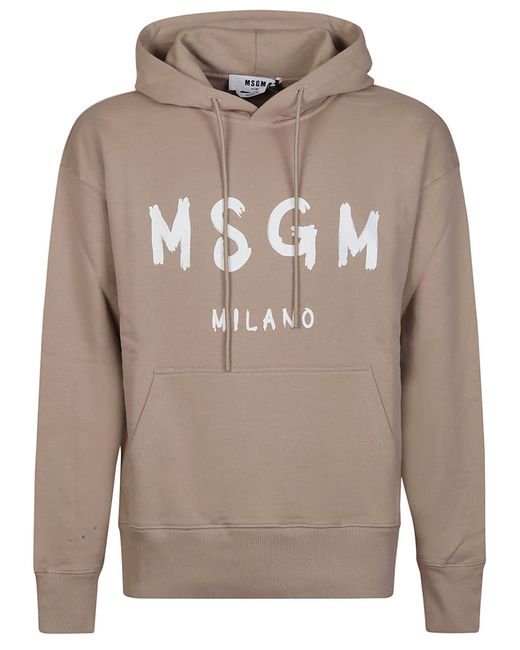 MSGM Gray Logo Print Sweatshirt for men