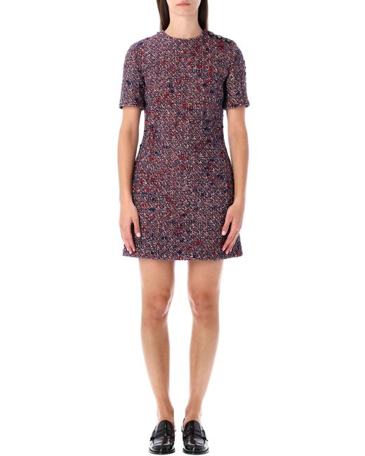 Gucci Women's Red Tweed Short Sleeve Mini Dress - thefunkyskunk.ie
