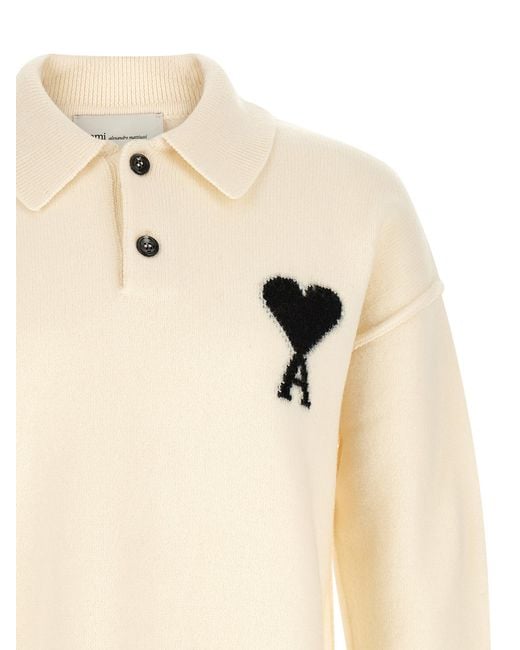 AMI Natural Wool Polo Shirt for men