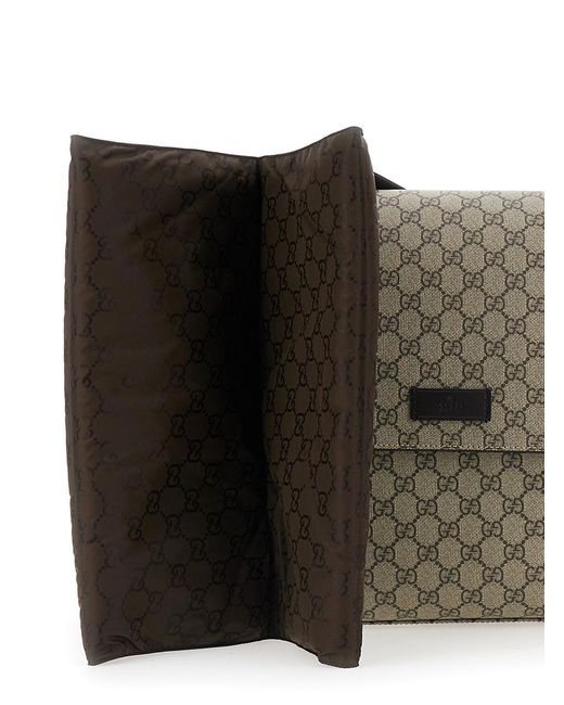 Gucci Gray Crossbody Changing Bag Gg Canvas Shoulder