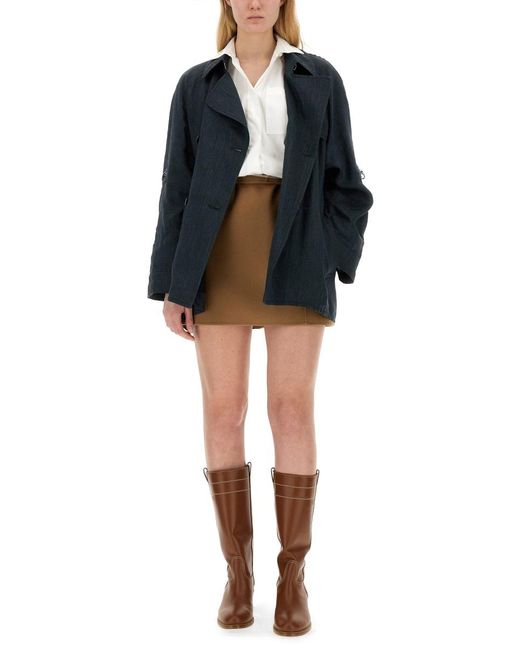 Fay Blue Short Trench Linen Viscose & Raincoats