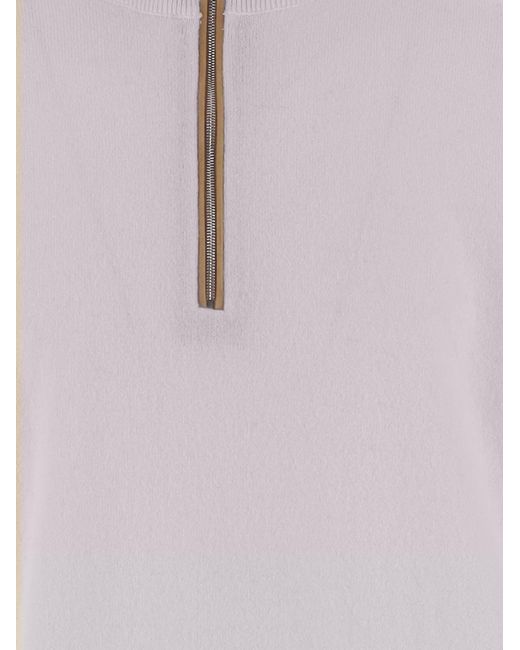 Kiton Pink Cashmere Sweater With High Neck for men