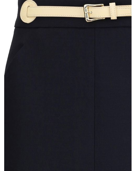 Valentino Blue Belted Midi Skirt