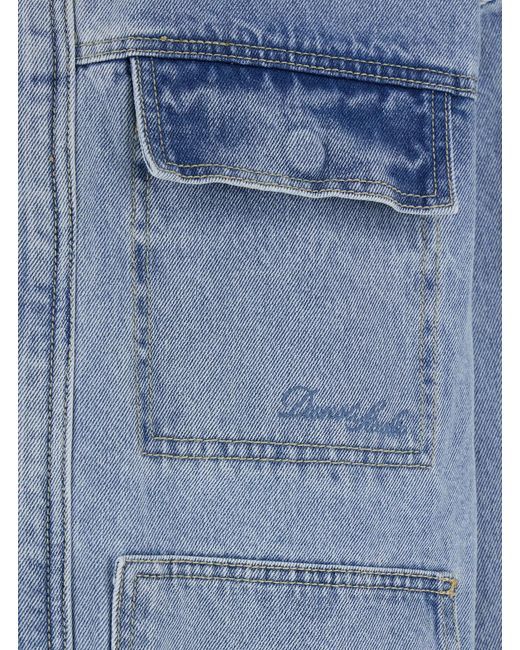 DUNST Blue Jacket With Contrast Collar And Patch Pockets On The Chest for men