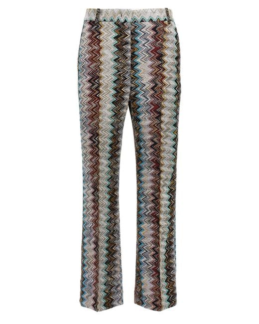 Missoni Gray Viscose-Metallic Zigzag Flared Pants