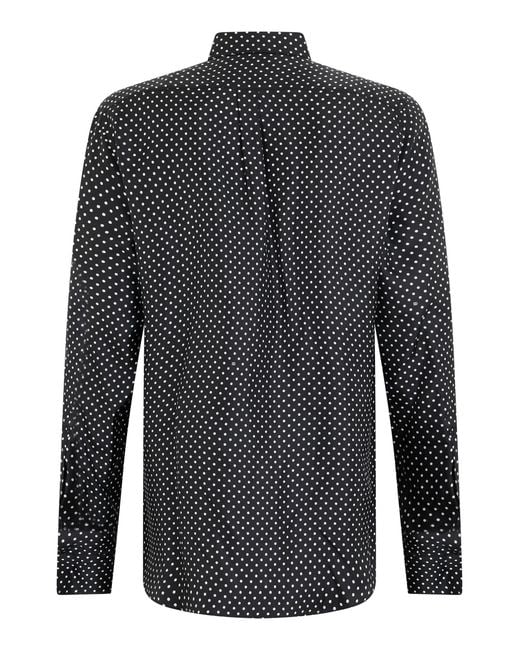 Dolce & Gabbana Black Shirt Silk Twill, Polka Dot for men