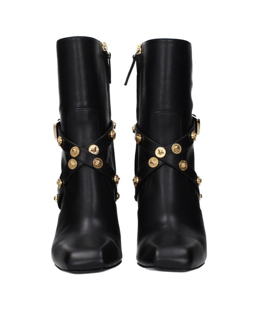 Versace Black Leather Ankle Boots