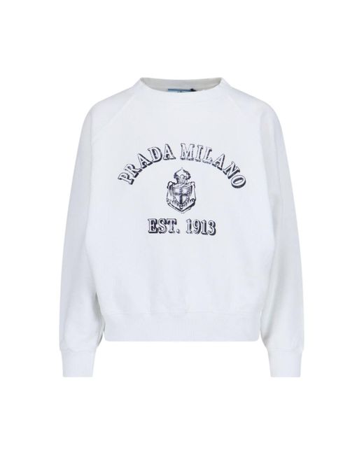 Prada Blue Logo Crewneck Sweatshirt