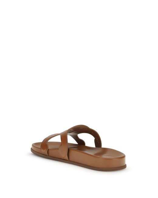 Céline White Slides Triomphe Upper: Calf Leather Sandal