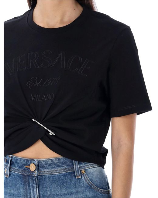 Versace Black Stamp Crop T-shirt