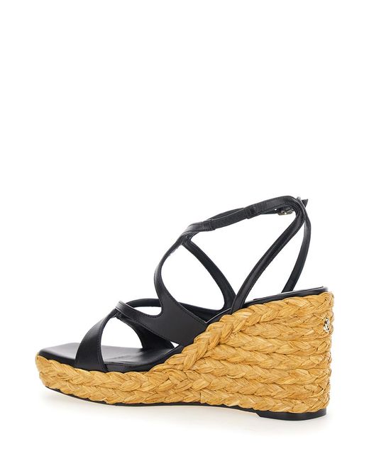 Jimmy Choo Metallic Ayla Wedges With Leather Ankle Strap And High Heel