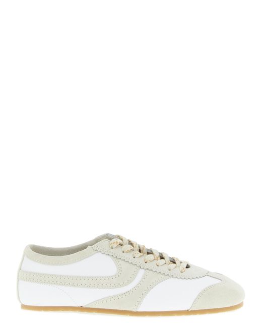 Dries Van Noten White Low-Profile Leather Sneakers With Contrasting Suede Inserts for men