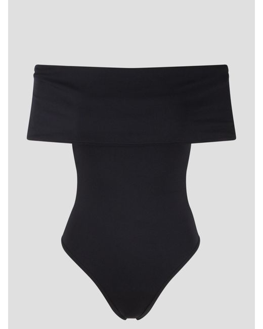 Bottega Veneta Black Stretch Nylon Off-the-shoulder Swimsuit