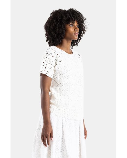 Comme des Garçons White Crochet Knit Top