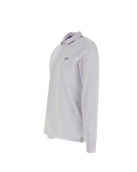 Sun 68 White Small Stripes Cotton Polo Shirt for men