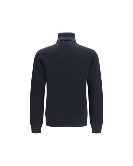 Brioni Blue Cashmere Turtleneck for men
