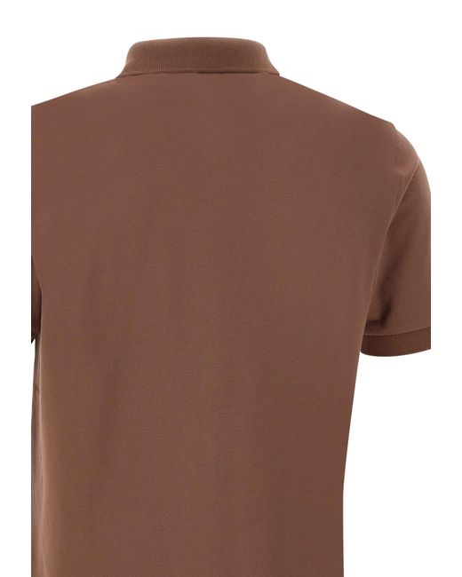 Sun 68 Brown Solid Pique Cotton Polo Shirt for men