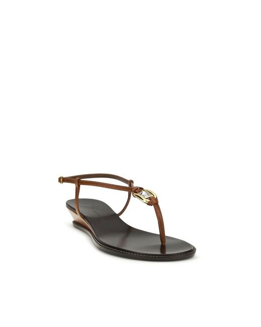 Giuseppe Zanotti Multicolor Brown Calf Leather Bos Taurus Wedge Sandals