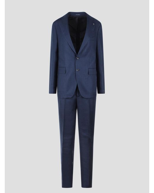 Tagliatore Blue Linen Single-Breasted Tailored Suit for men