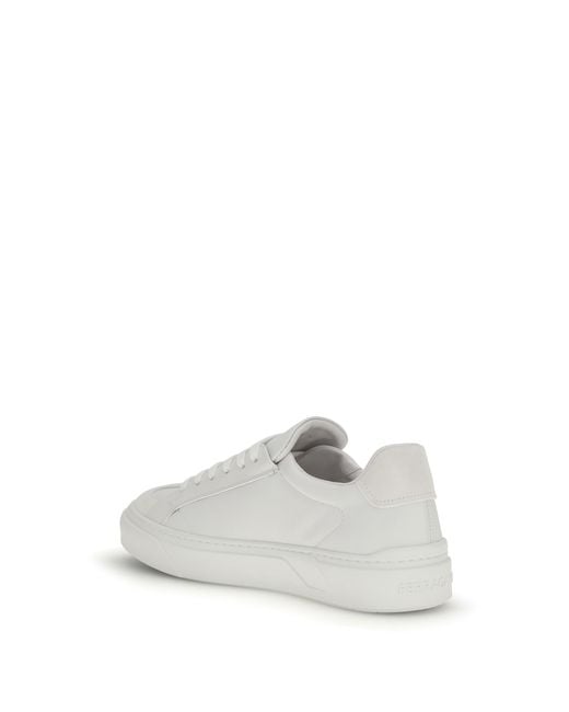 Ferragamo White Gancini Sneakers for men