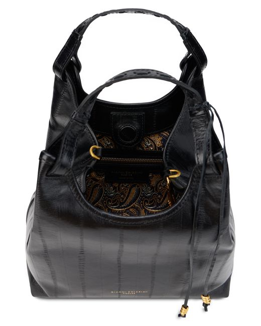 Gianni Chiarini Black Hobo Shoulder Bag Calfskin Handbags