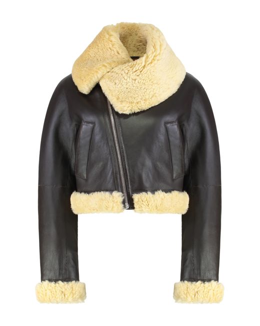 Jacquemus Black Leather Aviator Jacket Lamb