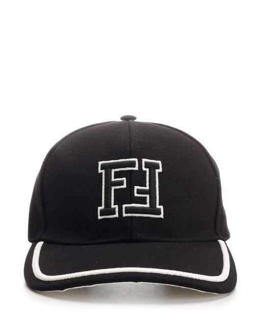 Fendi Black Canvas Baseball Cap for men