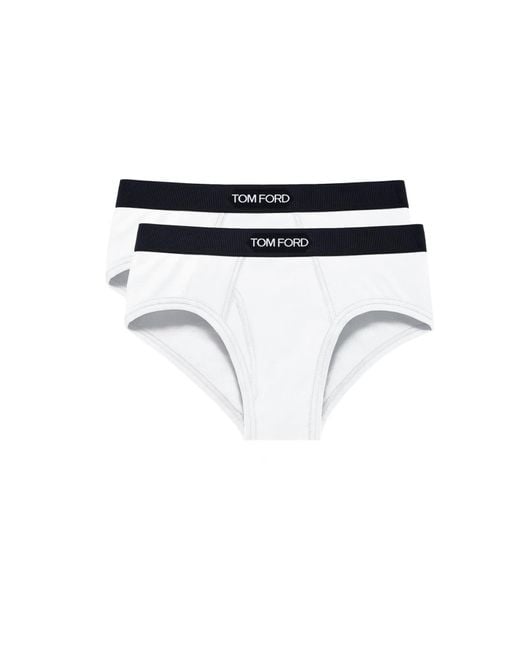 Tom Ford White Two Cotton Briefs With Logo