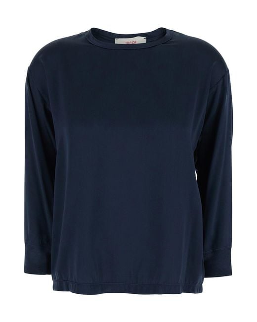 Jucca Blue Top Round Neck Long Sleeves With And