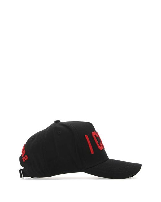 DSquared² Black Cotton Baseball Cap for men