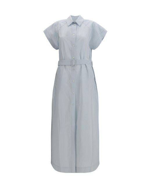 Jacob Cohen Gray Long Poplin Chemisier Dress Cupro; Cotton
