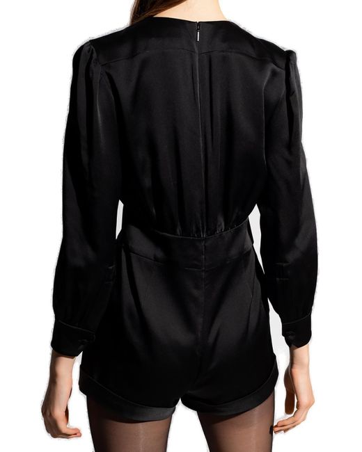 Saint Laurent Black Long Sleeved V-Neck Jumpsuit