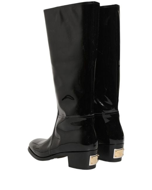 Dolce & Gabbana Black Leather Knee High Heels Boots Shoes Accessory for men