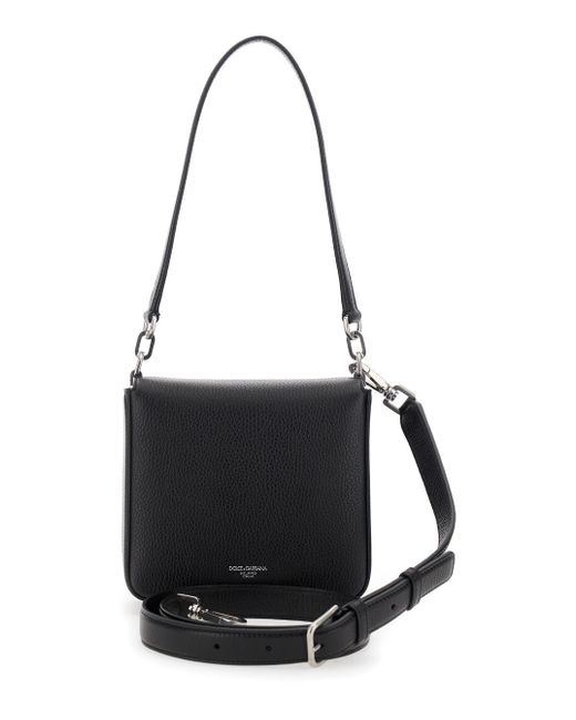 Dolce & Gabbana Black 'Marlene' Shoulder Bag With Twist Closure And Logo On The Back for men