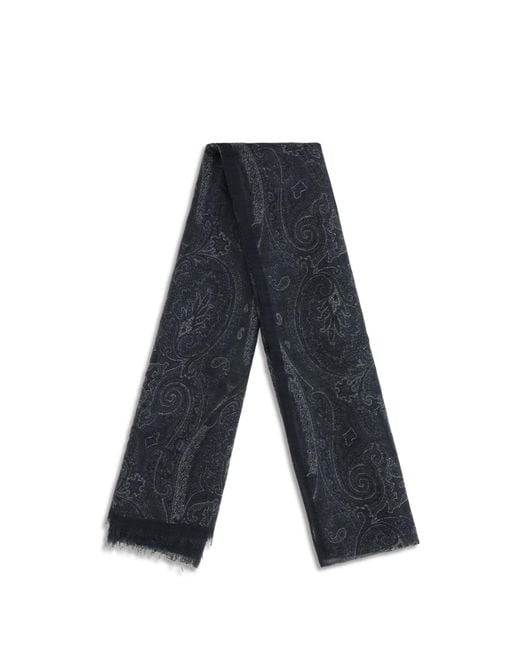 Etro Blue Paisley Scarf Modal; Kashmir/Capra Hircus for men