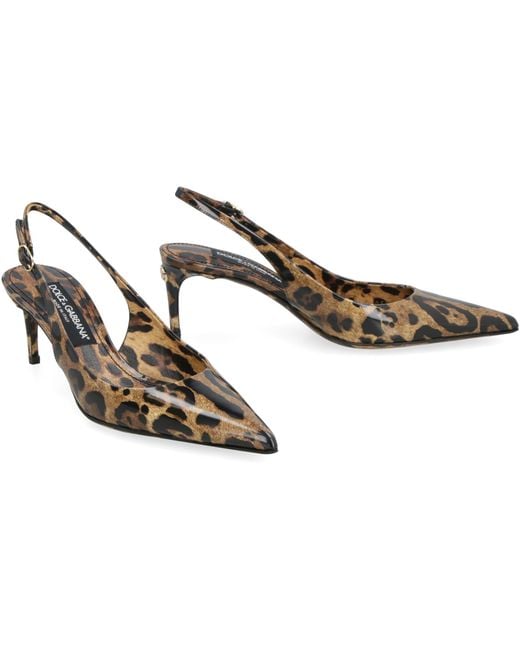 Dolce & Gabbana Natural Leopard Calfskin Slingback Pumps