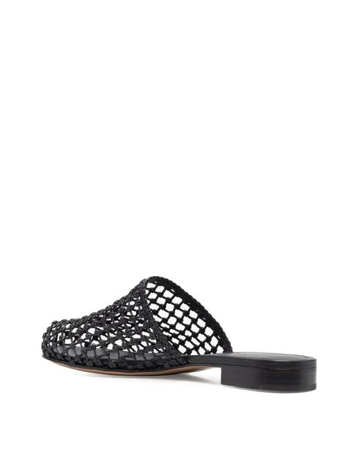 Ferragamo White Woven-Design Leather Mules