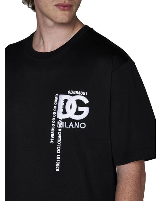 Dolce & Gabbana Black T Shirt With Embroidery And Prints for men