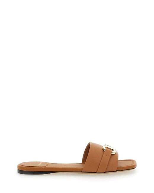 Ferragamo Brown 'Leah' Slide Sandals